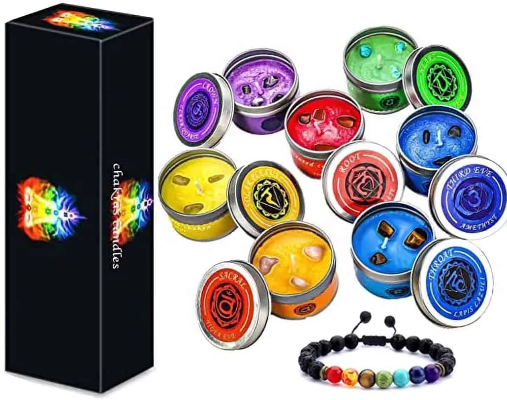 Ritual candles chakra ceremony favor 7 chakras healing candles Pyramid