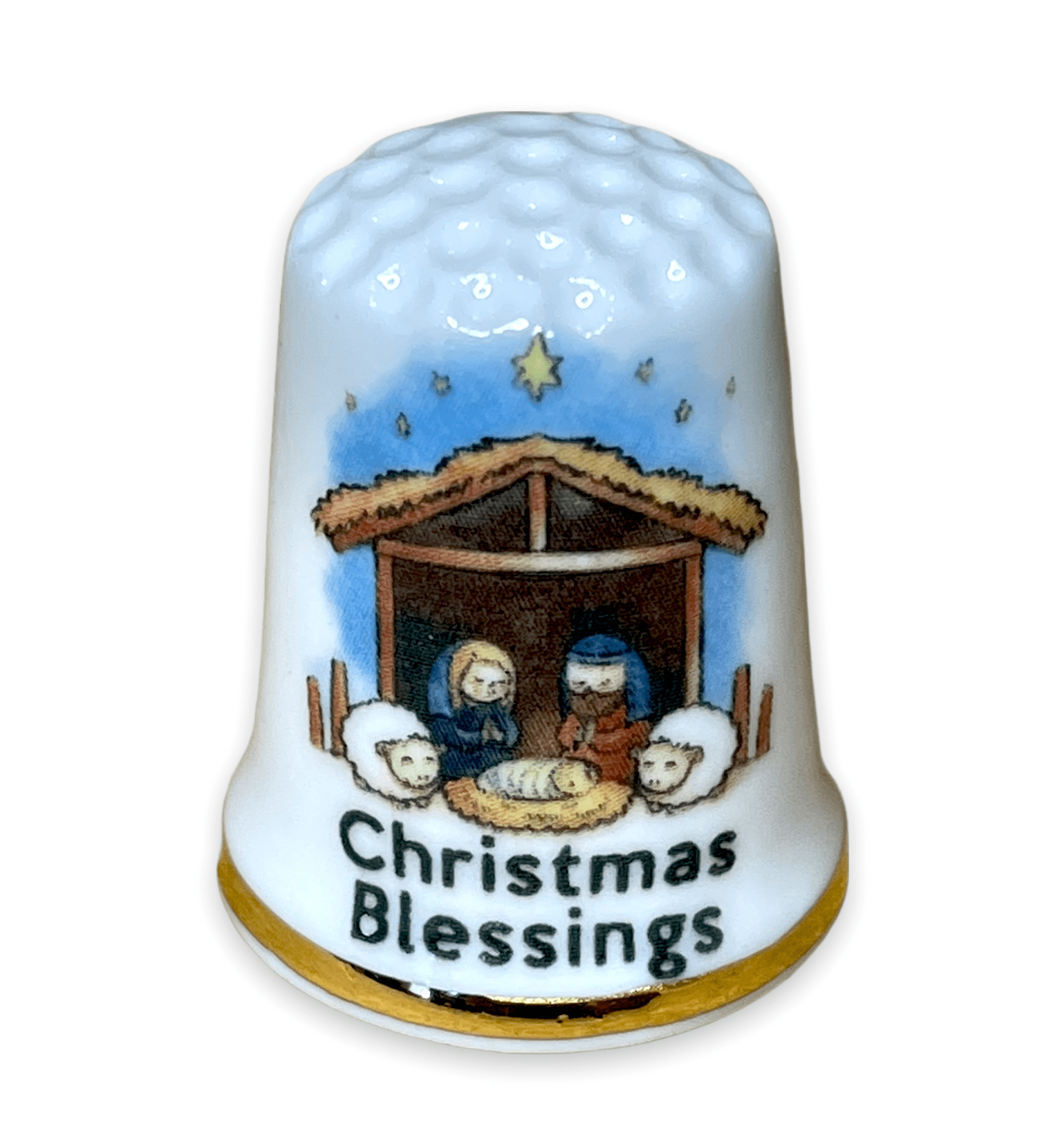Personalised Christmas Blessings Nativity Thimble The Thimble Guild