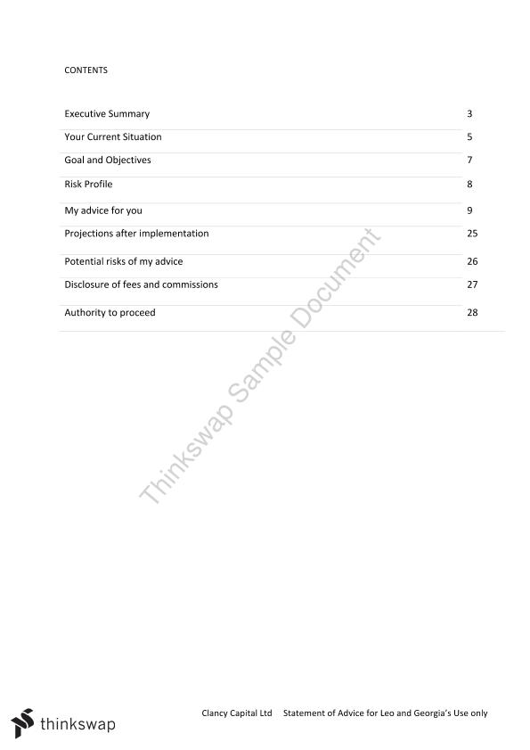 Statement of advice FINS3637 Wealth Management Advice UNSW