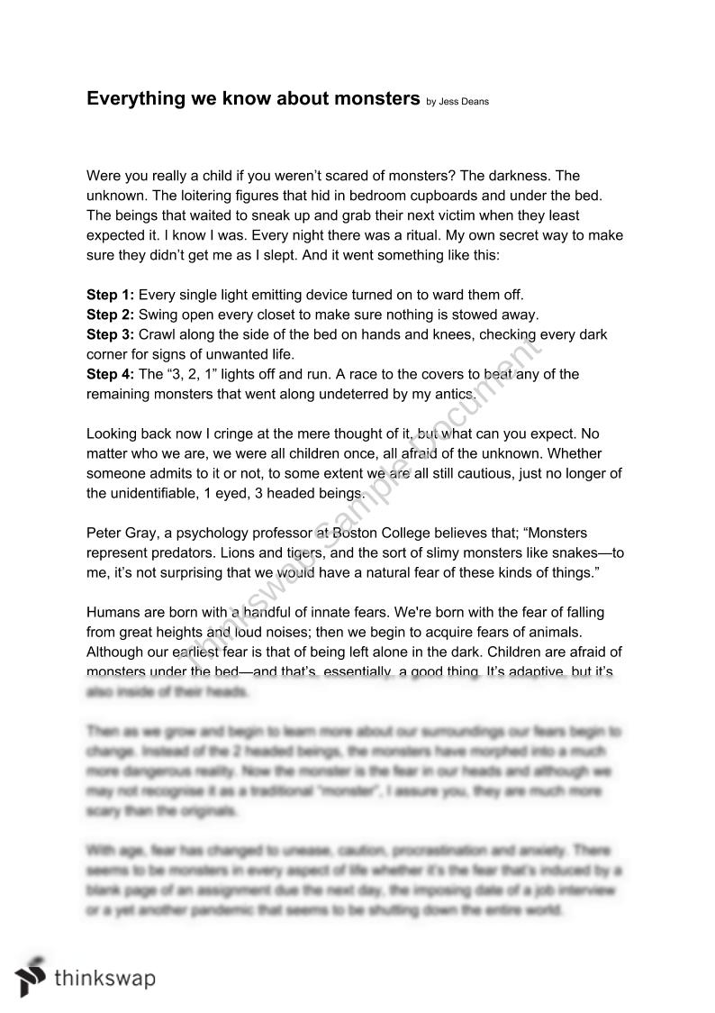 Everything we know about monster discursive writing English (Advanced