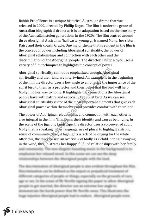 Rabbit proof fence essay help Rabbit Proof Fence Essay