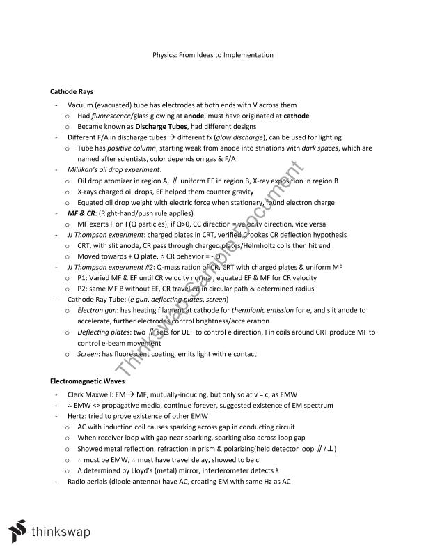 Physics Notes Indepth all Topics. Physics Year 12 HSC Thinkswap