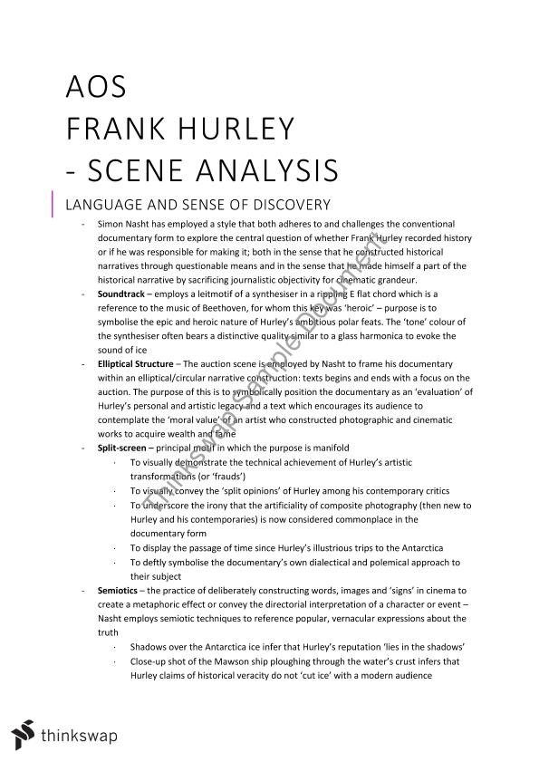 Area of Study Frank Hurley, The Man Who Made History Complete Study
