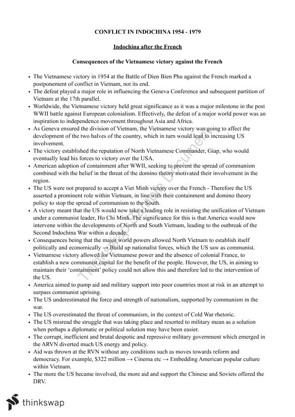 Indochina Full Set of Notes + Essays Modern History Year 12 HSC