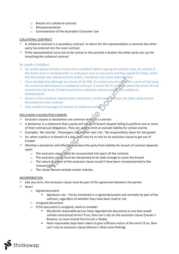 Final Exam Study Notes Weeks 712 BSB111 Business, Law