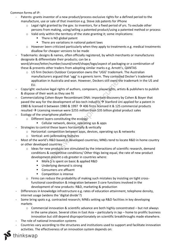 MGMT1101 Comprehensive Notes Global Business Environment