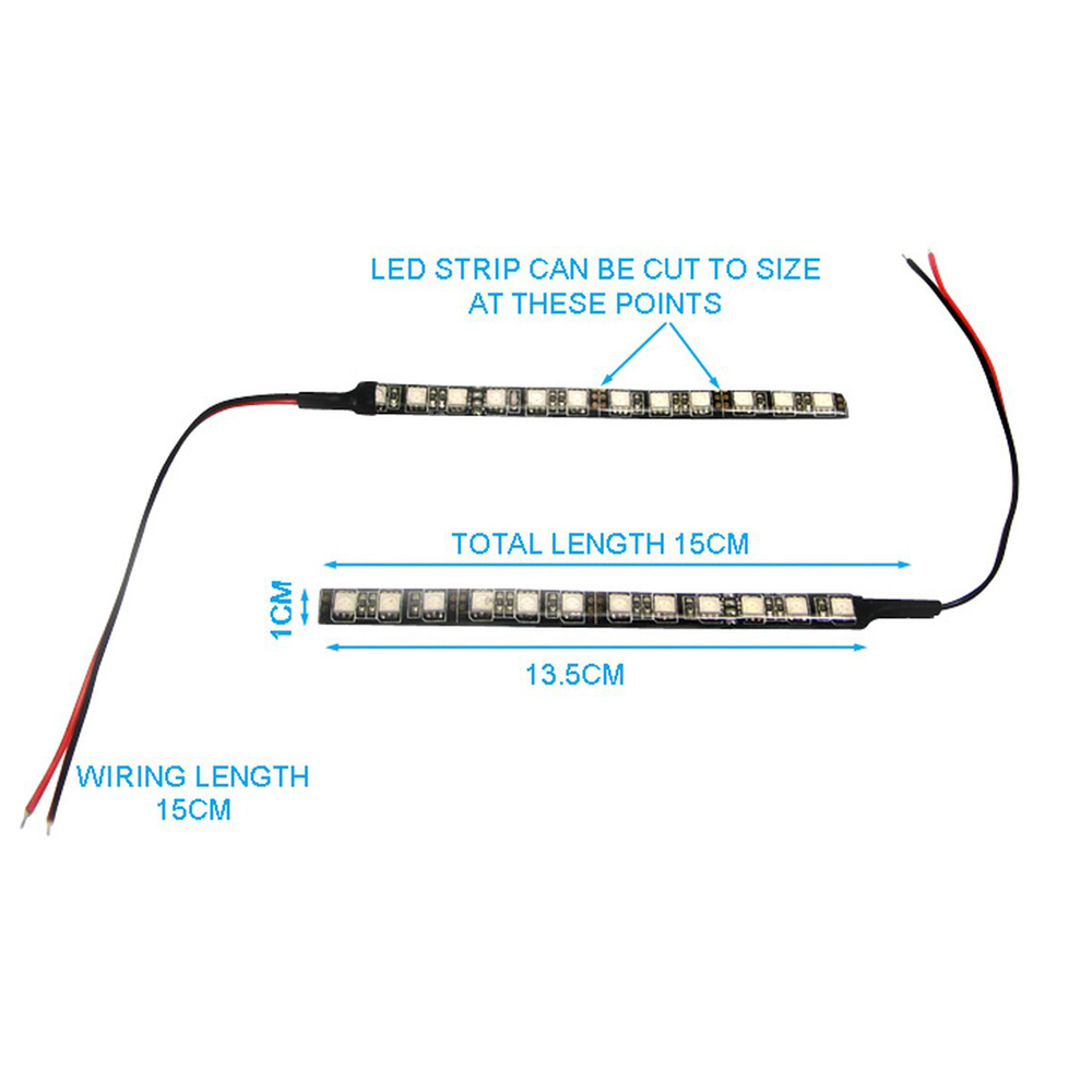 Pair 12V White LED Flexible Stick On Self-Adhesive 15cm Strips Custom