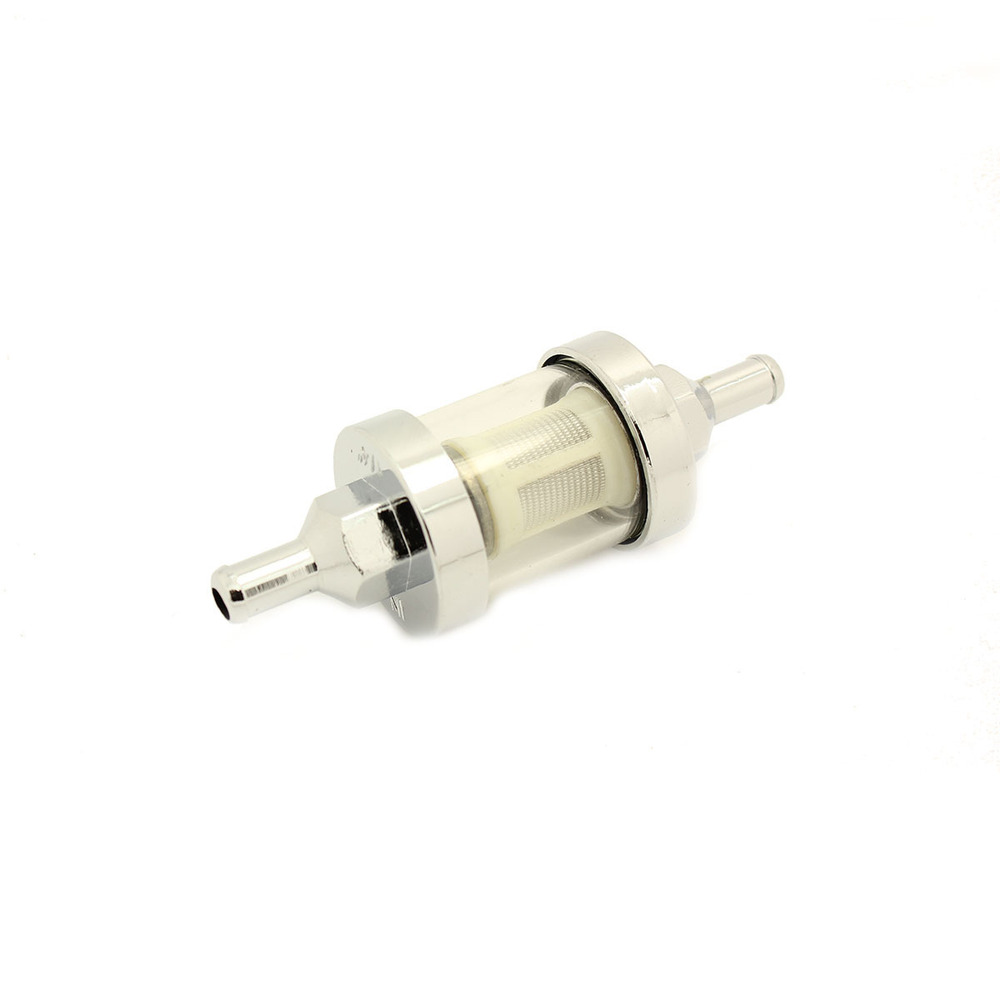 1/4" Chrome Glass Finish Petrol Diesel Inline Fuel Filter In & Out