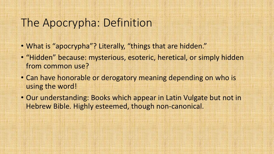 Apocrypha and the Intertestamental Period Lesson I