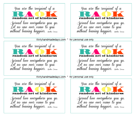Free Printable Random Acts Of Kindness Cards - Free Templates Printable