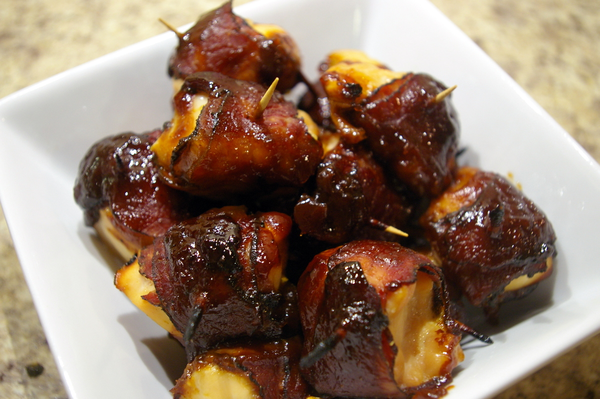 Chicken Rumaki with Adobo Chili BBQ Sauce This American Bite