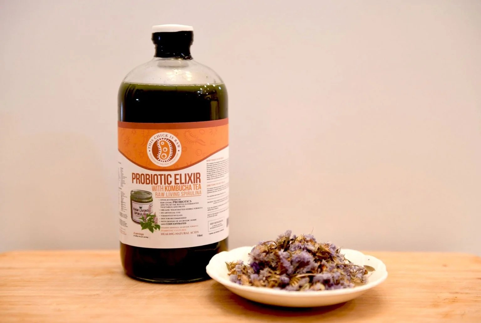 Raw living Spirulina probiotic Elixer W/ Kombucha Tea This Chick is Raw