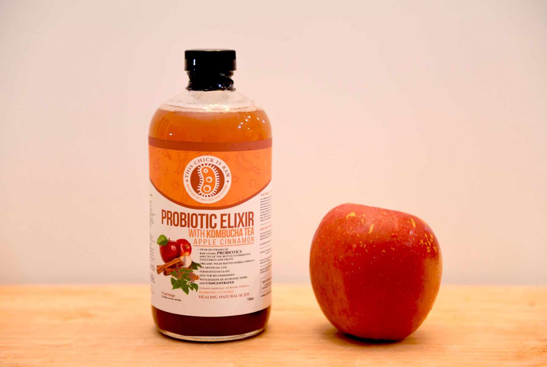 Probiotic Elixir Apple Cinnamon w/ Kombucha Tea This Chick is Raw