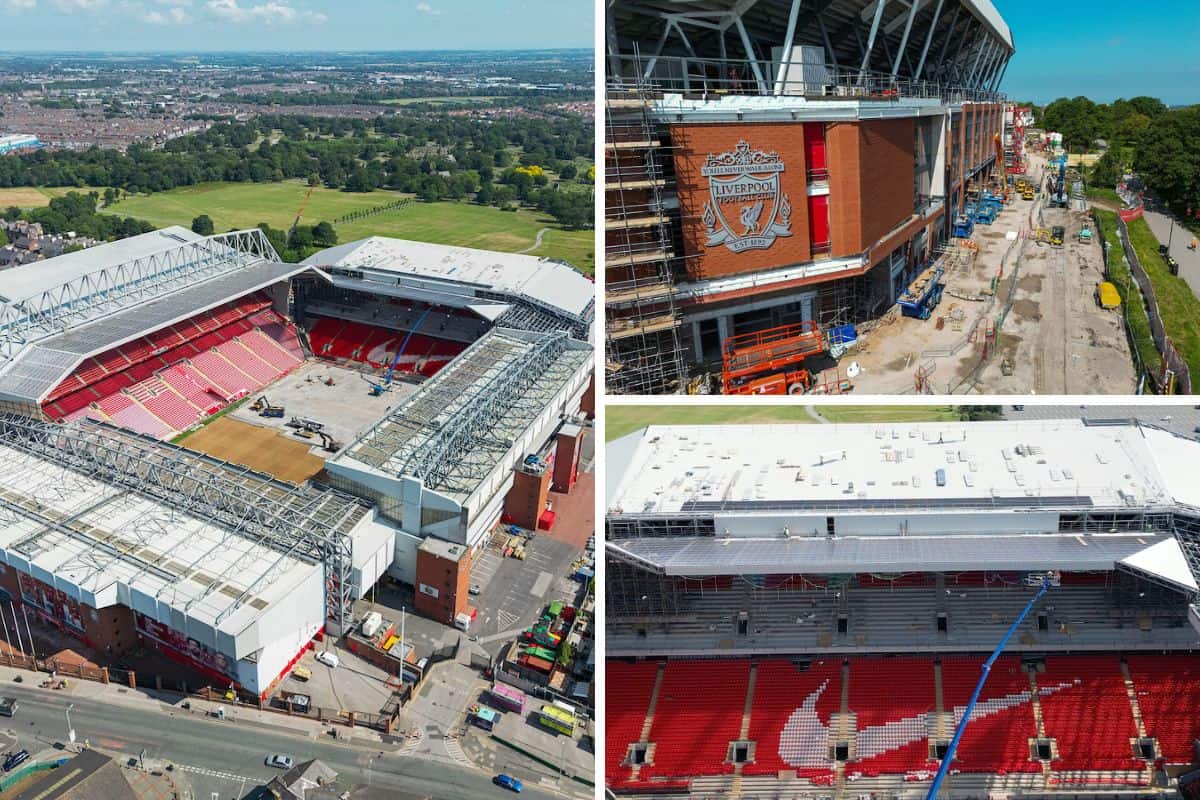 Latest Anfield Road Stand photos with 150 new seats in lower tier