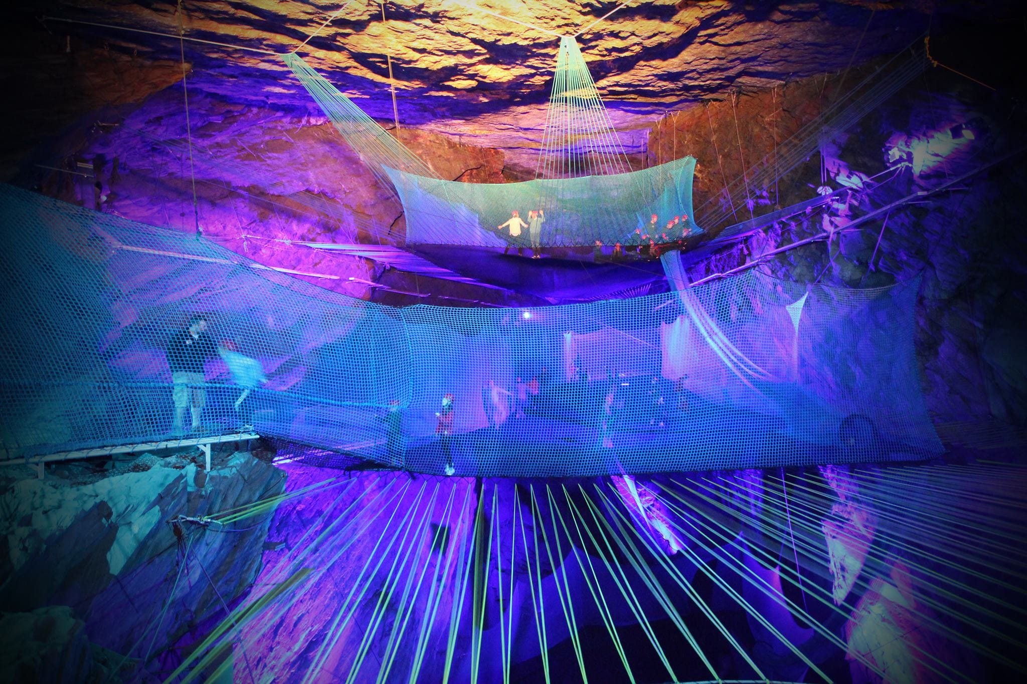 Bounce Below A Giant Network of Trampolines Suspended in an Abandoned