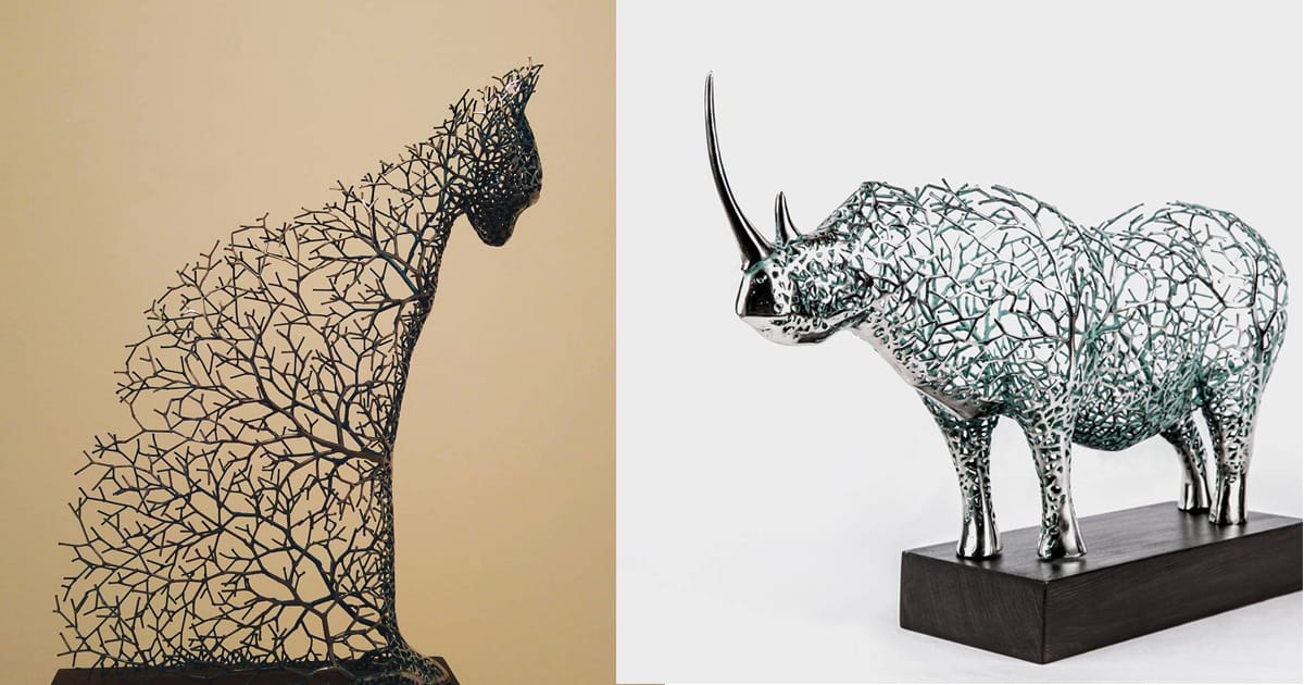 Hollow Animal Sculptures Constructed From a Network of