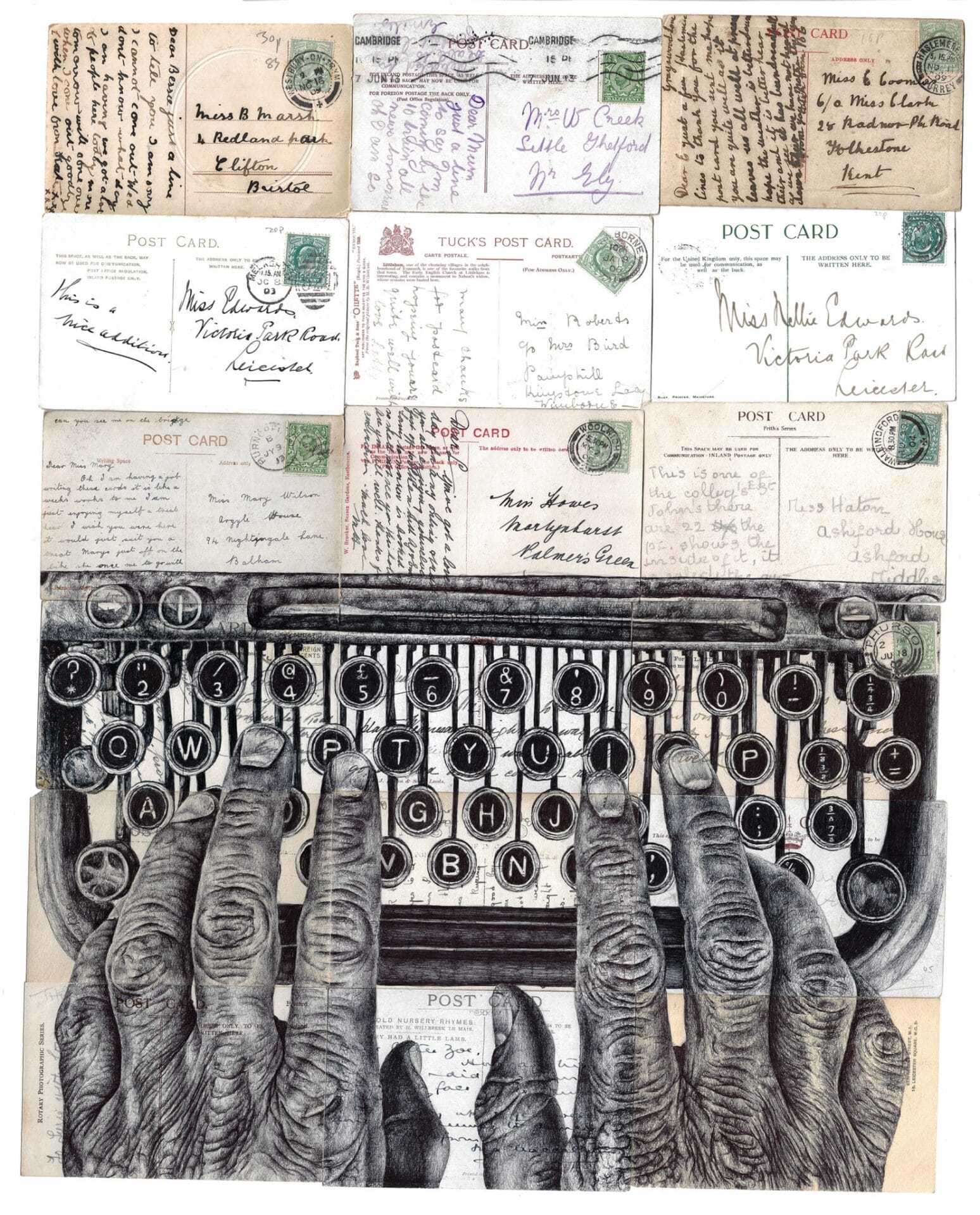 Vintage Ephemera Backdrops Mark Powell’s Intimate Ballpoint Pen Drawings