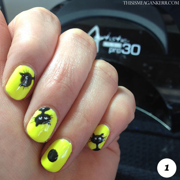 Black Cat Nail Art Tutorial for Halloween Step 1
