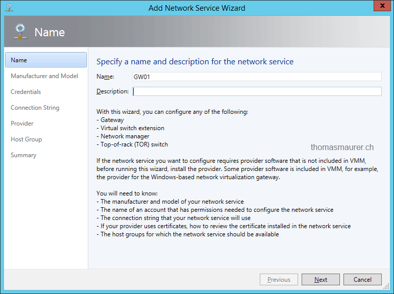 Connect Microsoft HyperV Network Virtualization Gateway in System