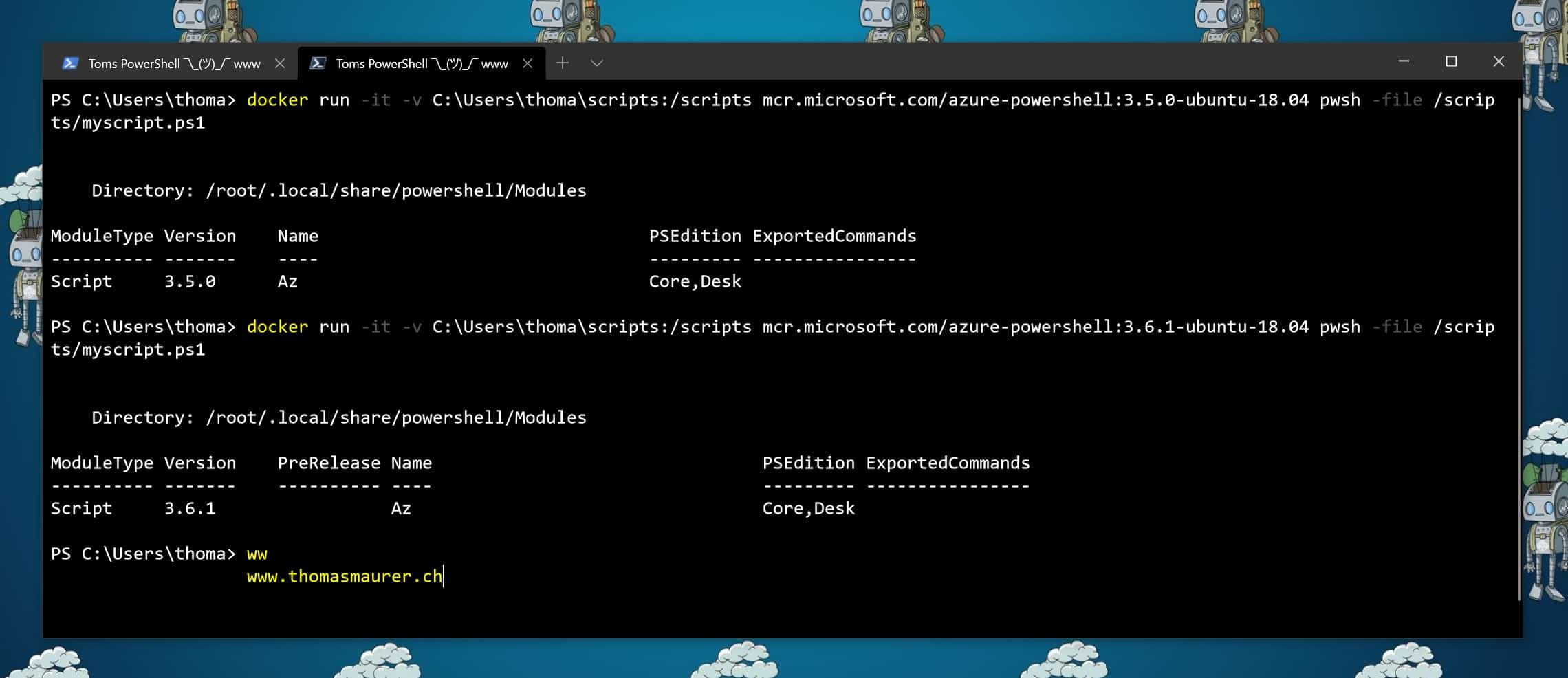 Run Azure PowerShell in a Docker Container Thomas Maurer