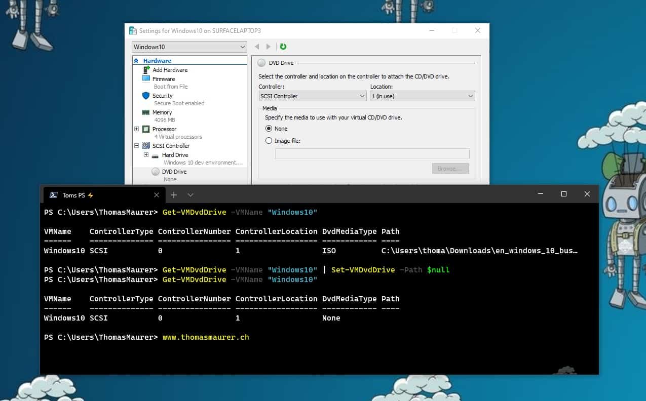 Eject ISO from HyperV VM using PowerShell Thomas Maurer