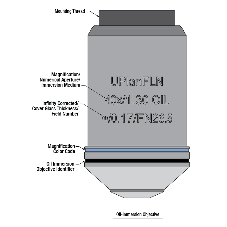 Imaging/Focusing Microscope Objectives, Oil Immersion