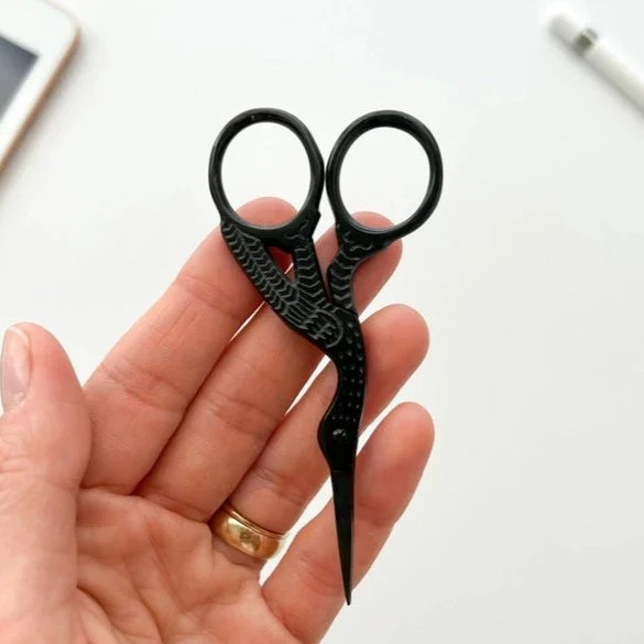 Matte Black Stork Scissors Thread Count Fabrics