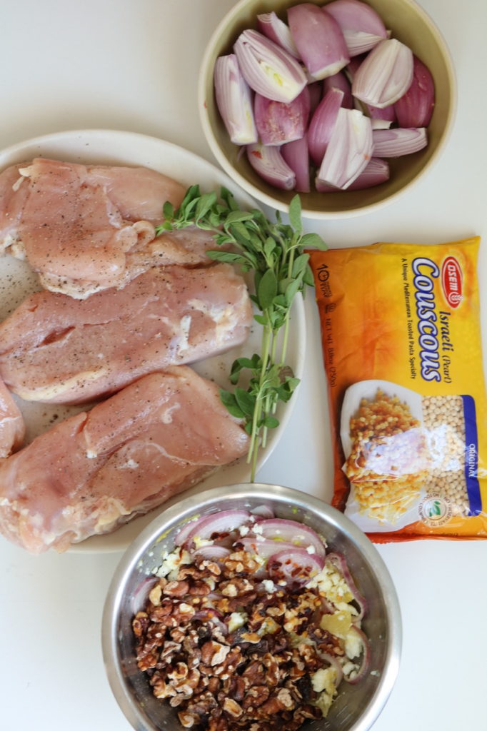 Skillet Chicken With Israeli Couscous, Lemon and Halloumi Three