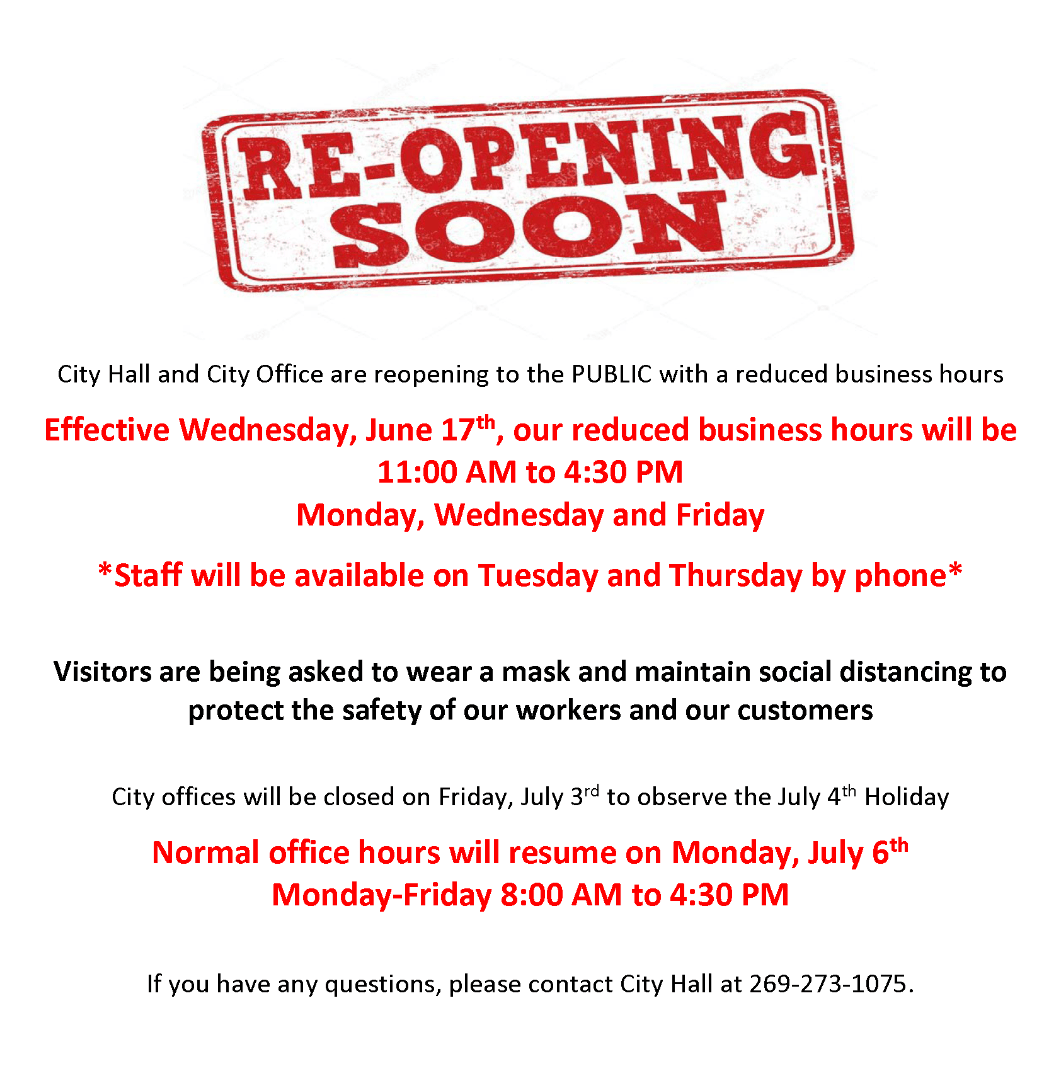 City Hall Reopening Notice