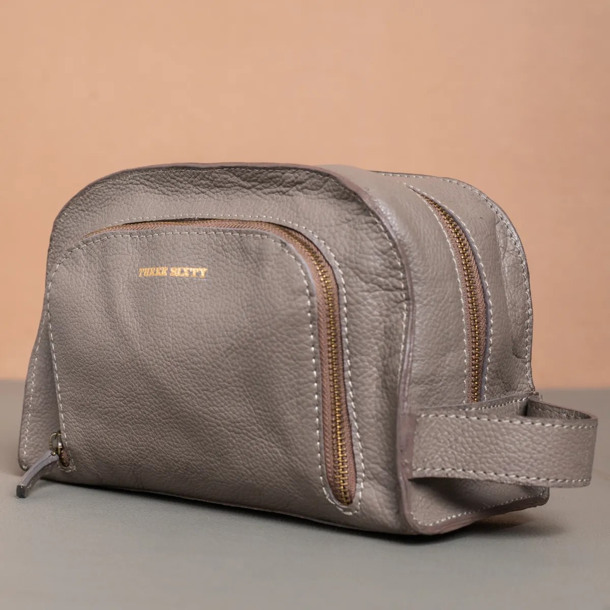 Travel Kit Pouch Grey Three Sixty Leather