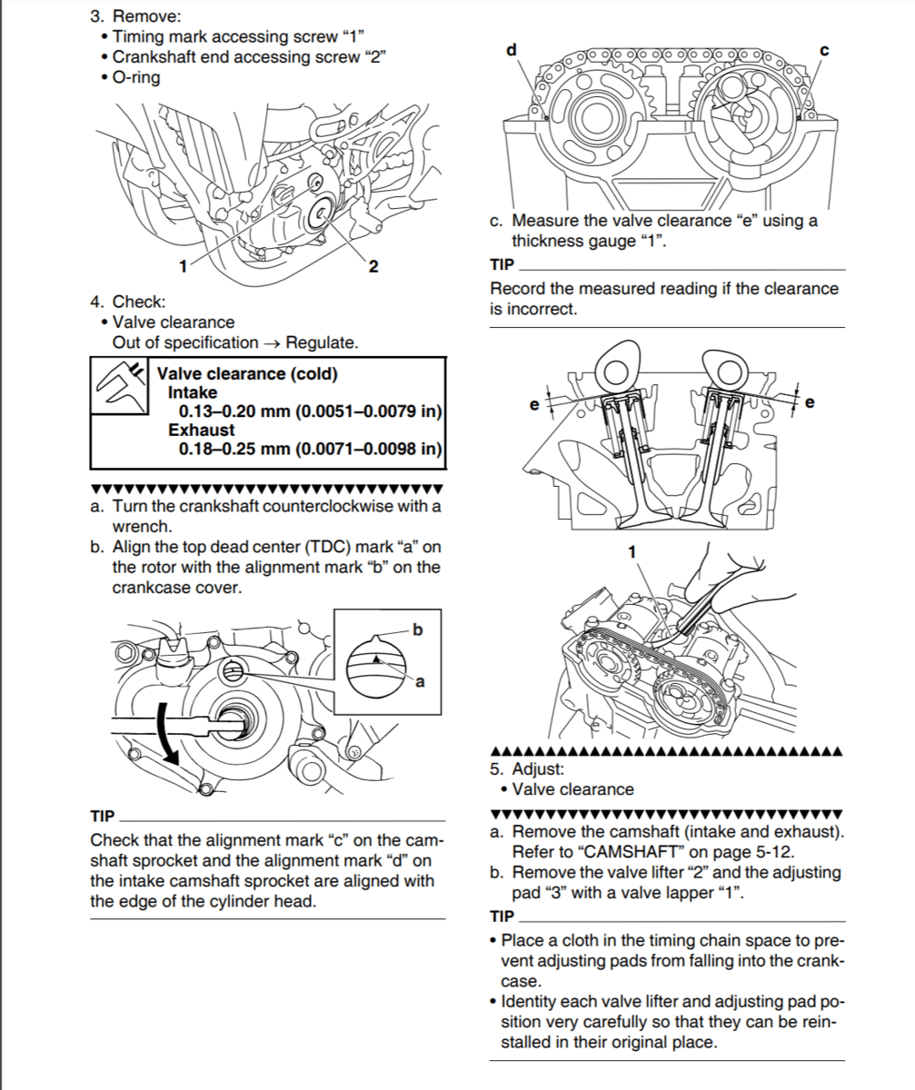 2016 YZ450F Timing and Cam Lobe orientation YZ400F/426F/450F/450FX