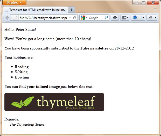 Sending email in Spring with Thymeleaf Thymeleaf