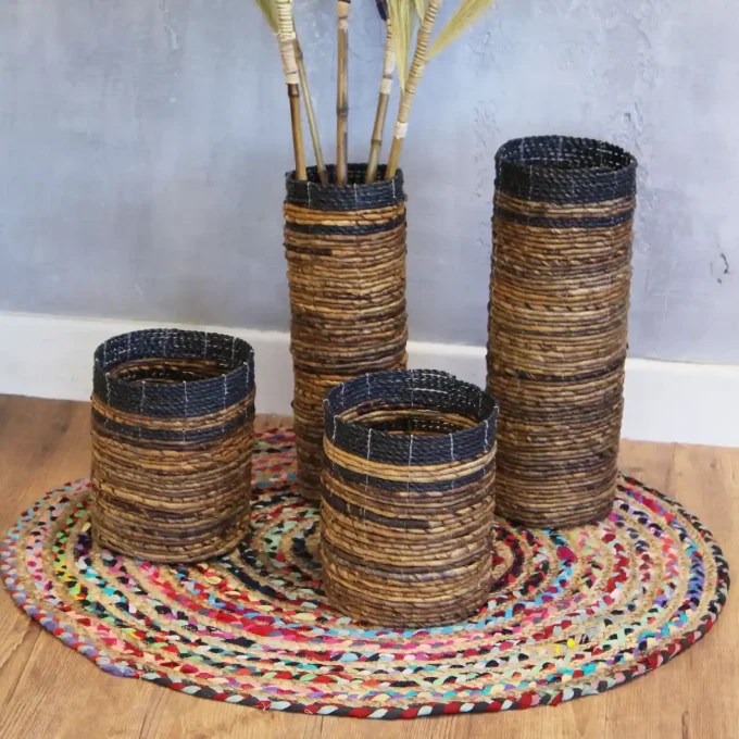 Tall Wicker Vase and Bin Set Tialilly