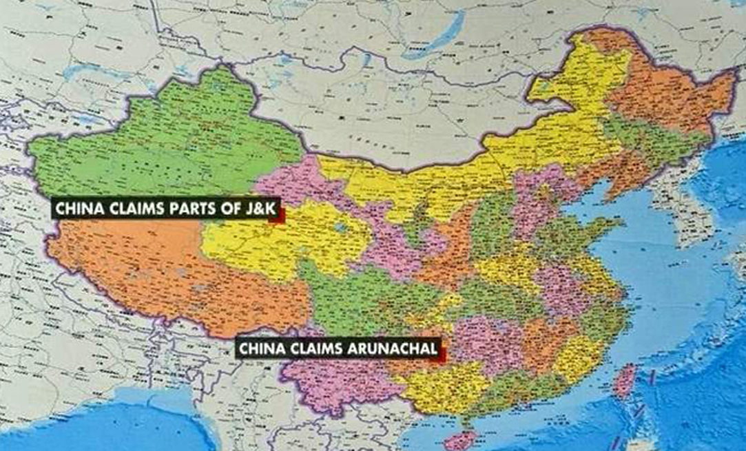 China includes parts of Arunachal Pradesh in its updated map