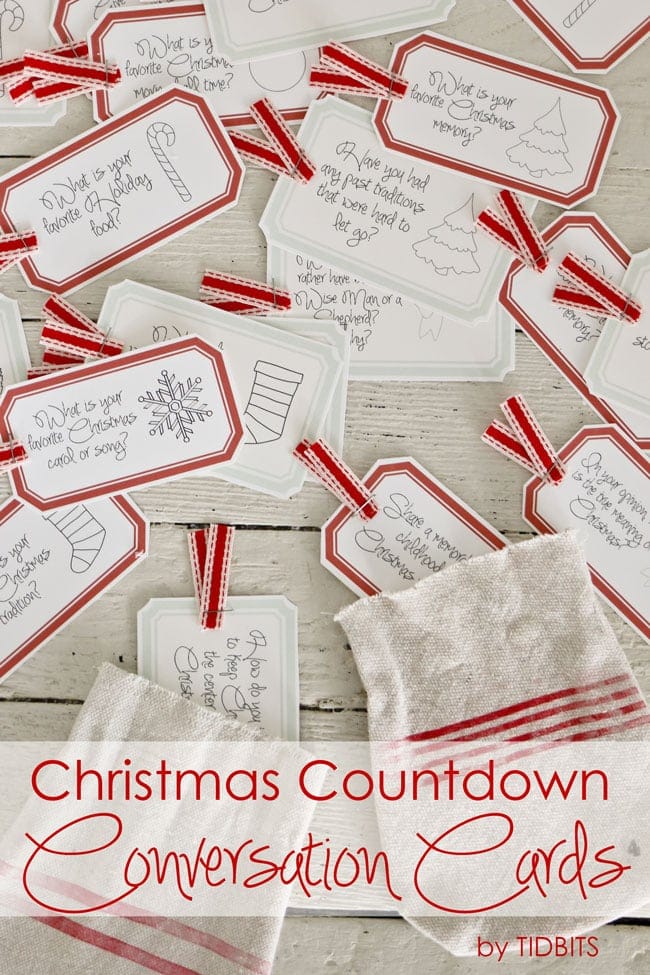 Christmas Countdown Conversation Cards Free Printable Tidbits