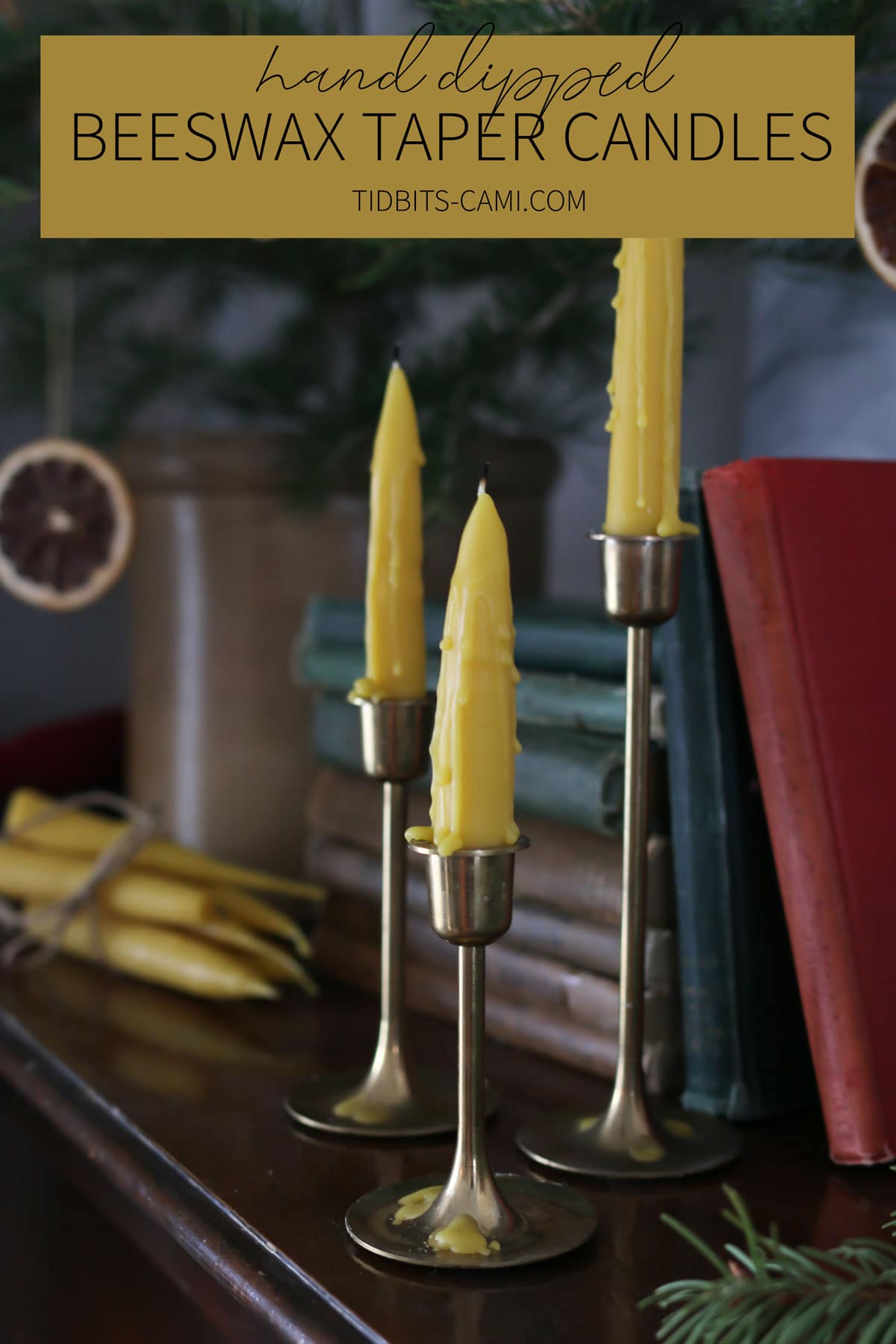 How to make Dipped Beeswax Taper Candles with Old World Charm Tidbits