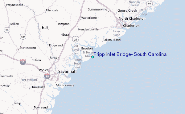 Map Of Fripp Island Sc Fripp Inlet Bridge, South Carolina Tide Station Location Guide