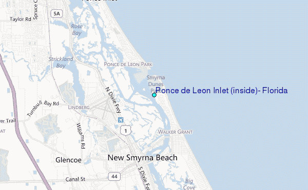 Ponce De Leon Florida Map Ponce de Leon Inlet (inside), Florida Tide Station Location Guide
