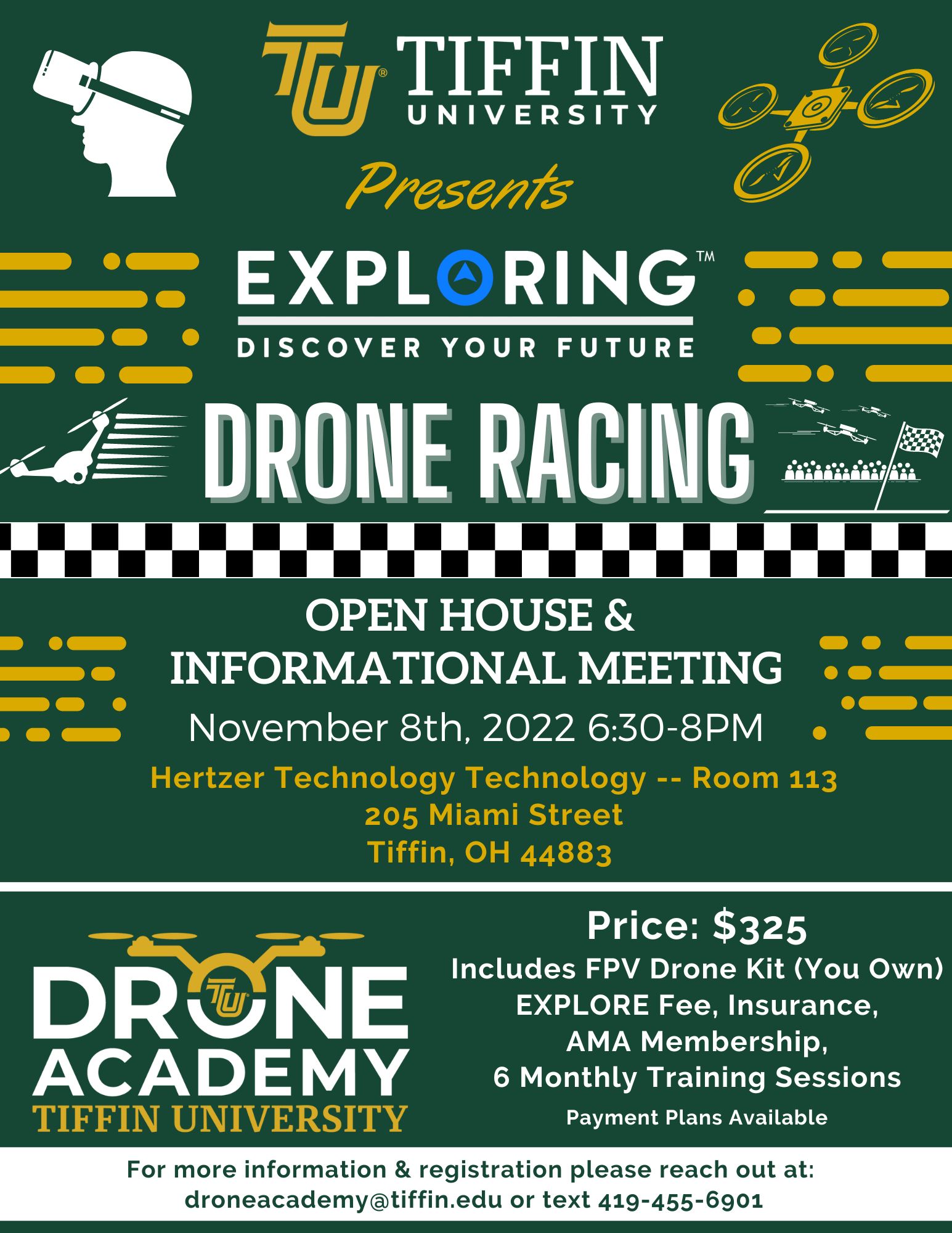 Tiffin University's Drone Academy to Form Drone Racing Teams, One for