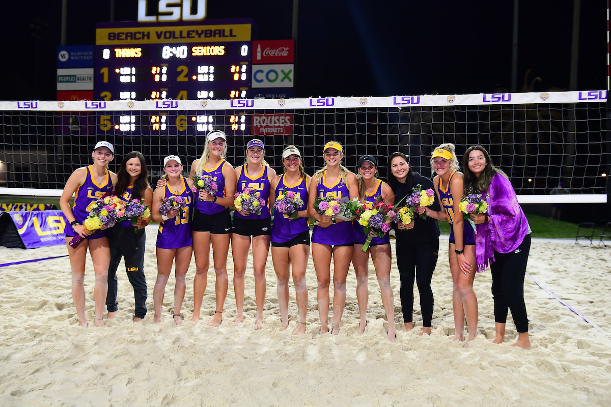 LSU beach volleyball honors senior class after closing out a 50