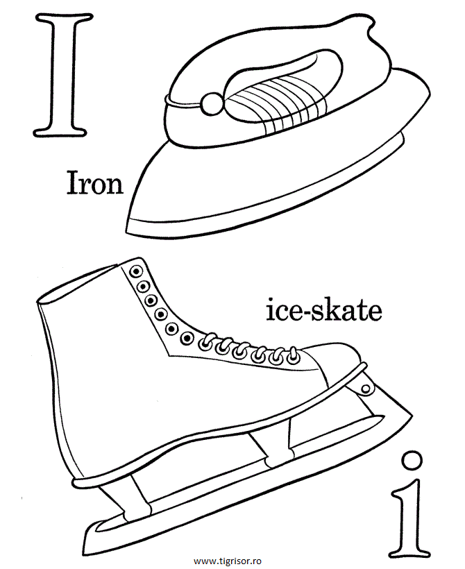 Plansa de colorat cu litera I mare si litera i mic de tipar din