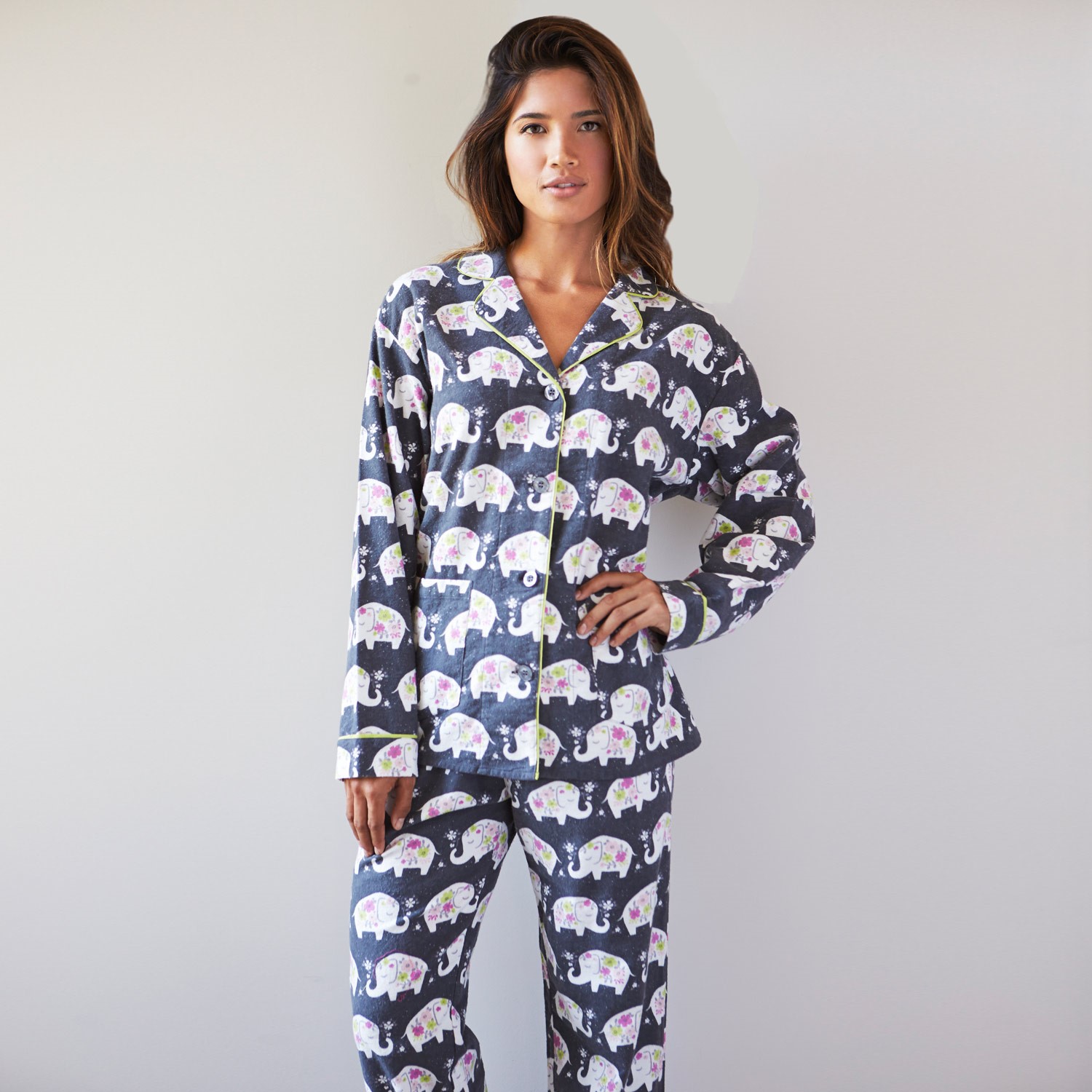 Pj Salvage Elephant Flannel Pajama Pyjama Nightwear Underwear