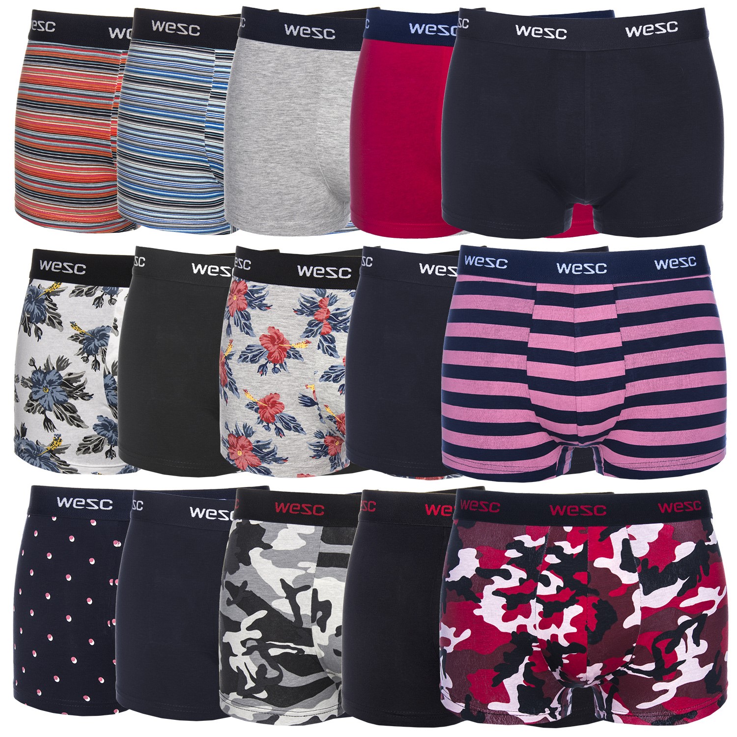 15Pack WESC Multipack Boxer Briefs Boxer Kalsonger Underkläder