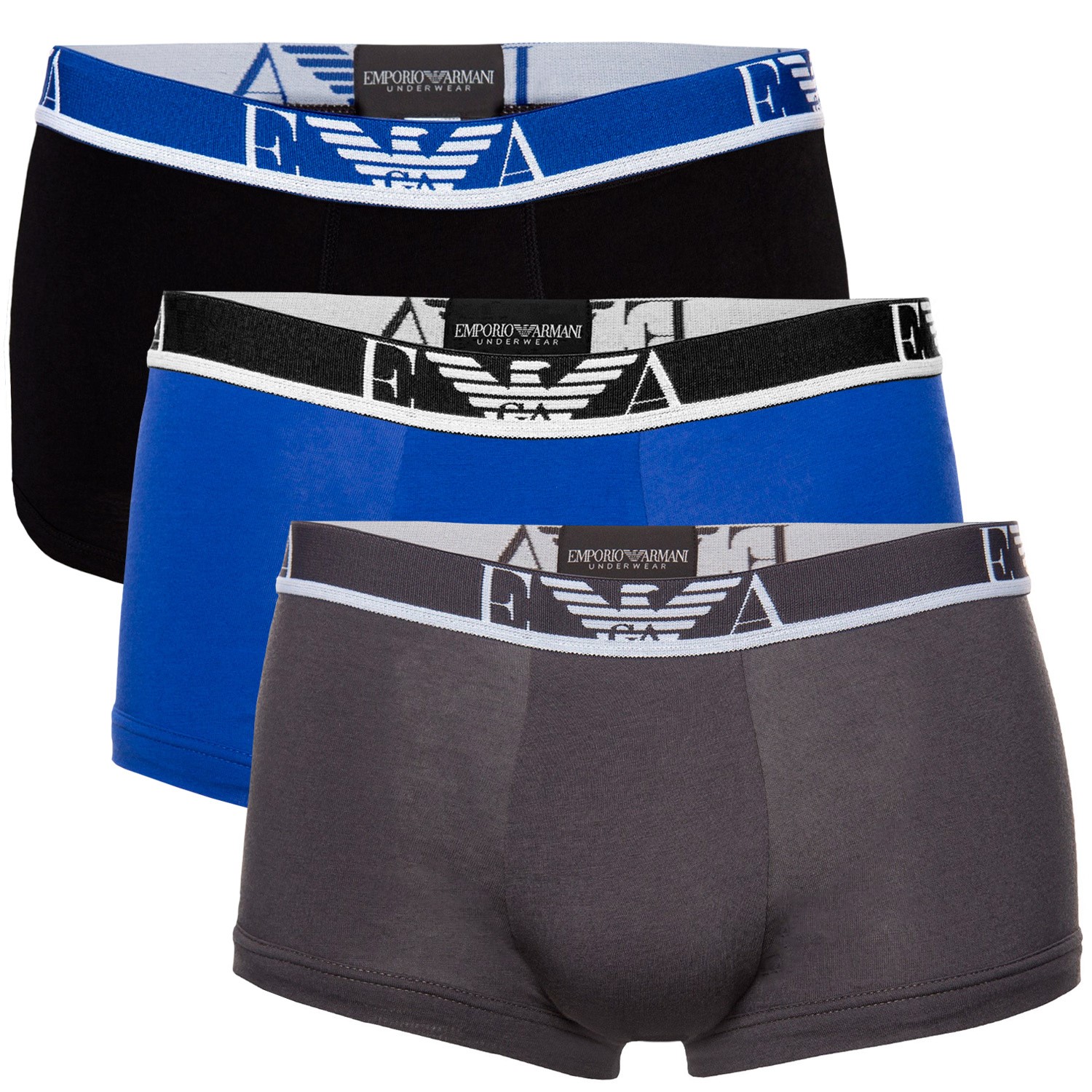3Pack Emporio Armani Monogram Trunk Boxer Trunks Underwear