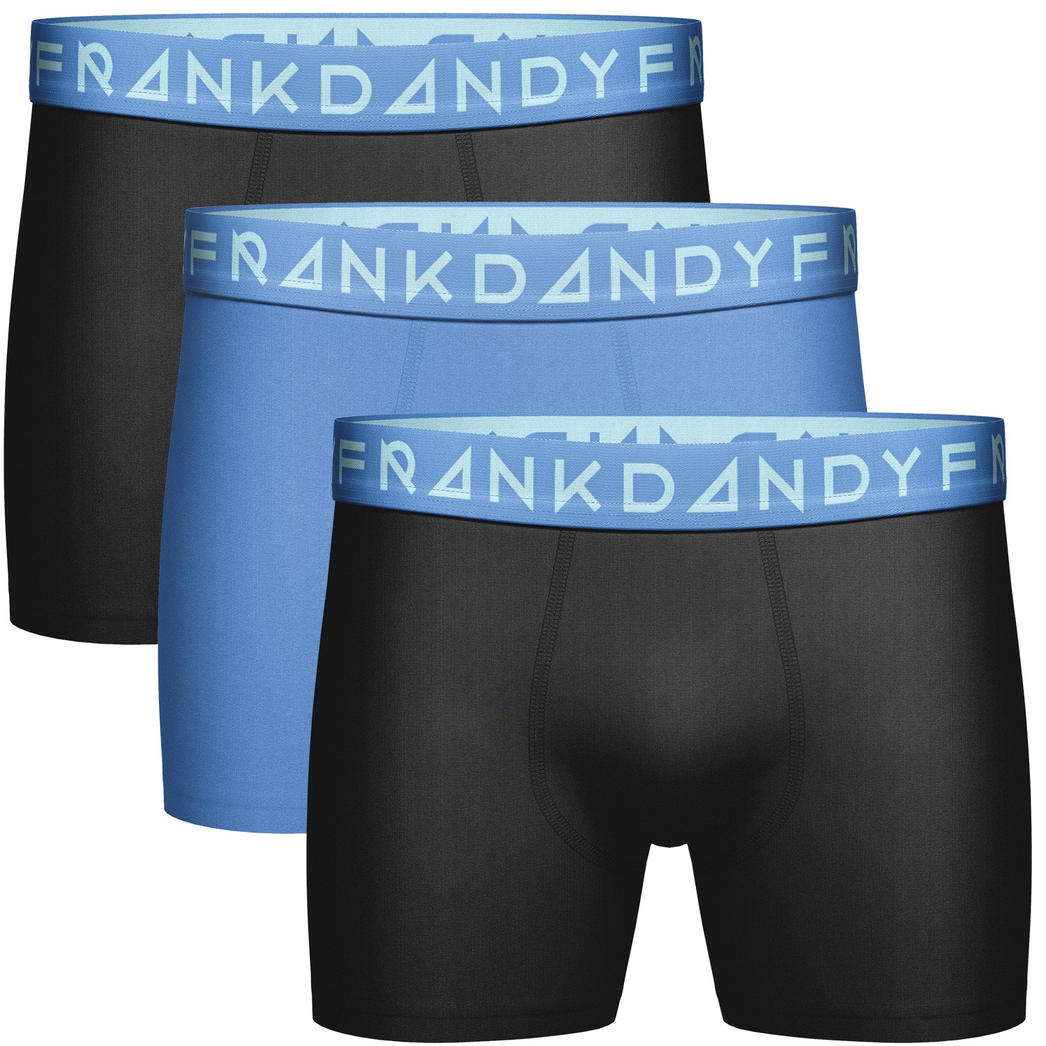 3Pack Frank Dandy Blue Solid Boxers Boxer Trunks Underwear