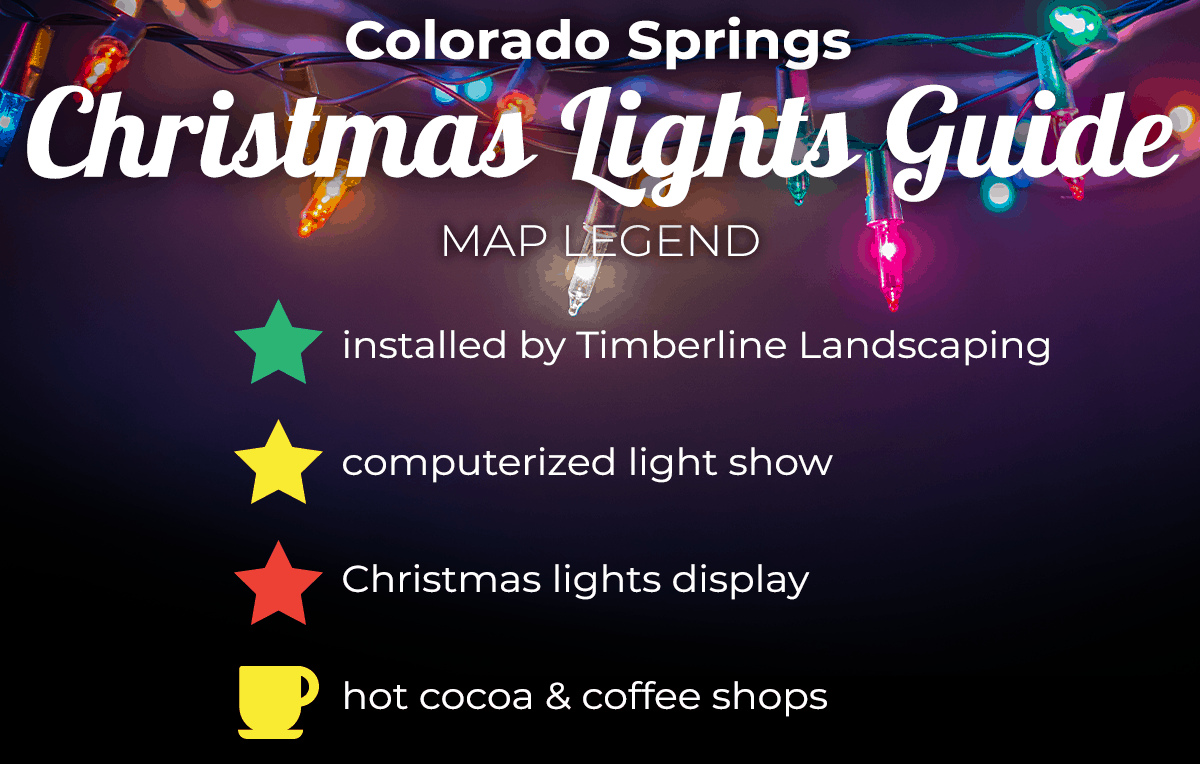 Colorado Springs Christmas Lights Guide Map legend Timberline Landscaping