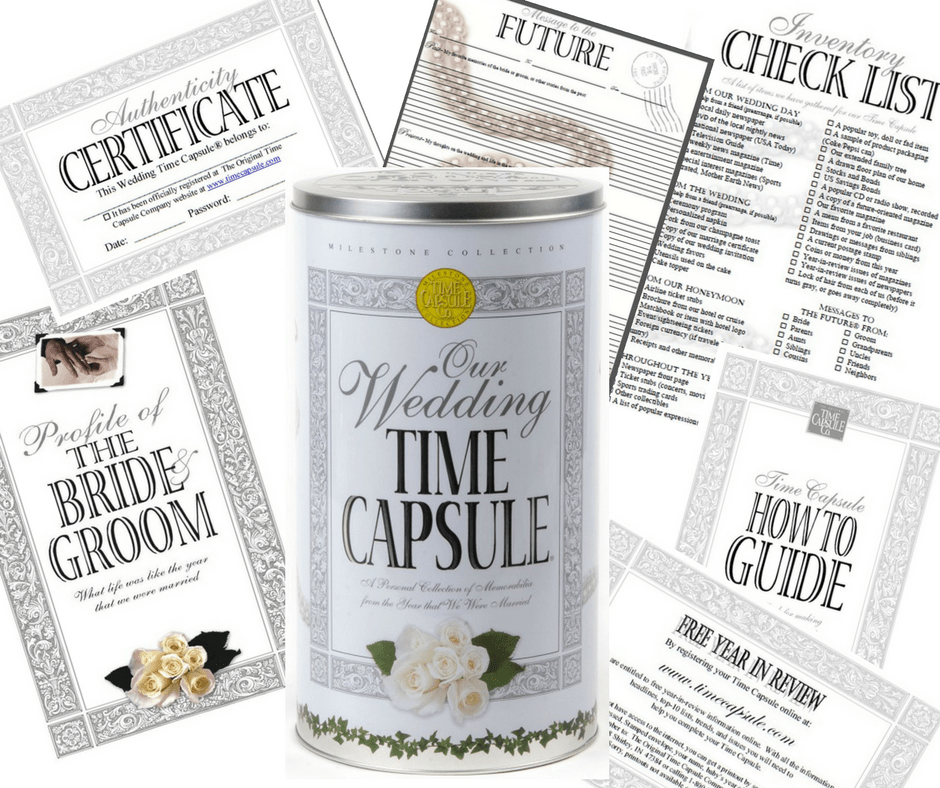 Wedding Time Capsule with Paperwork Background Time Capsule Company