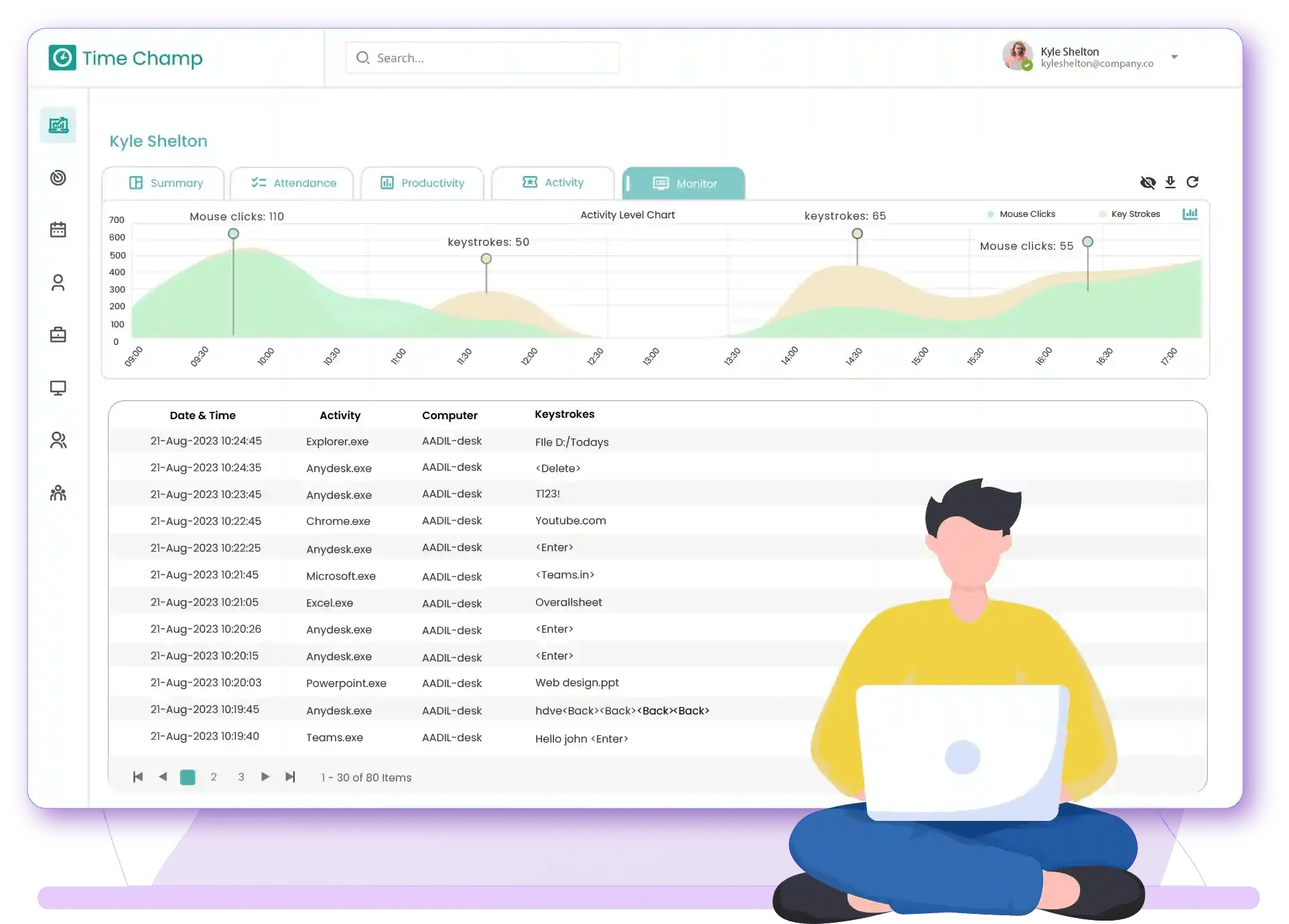 Keystroke Logger software for Employee Monitoring Time Champ