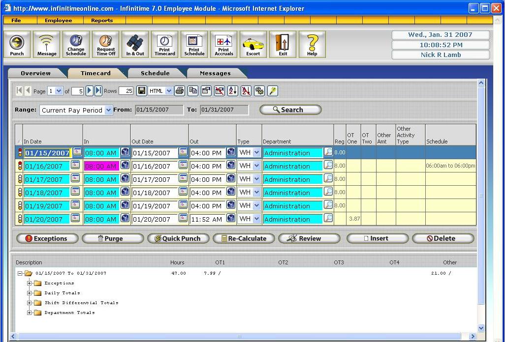 InfiniTime Web Time Clock Software