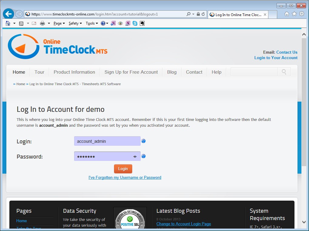 Getting Started with Online Time Clock MTS